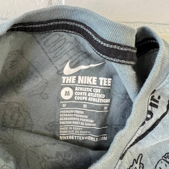 Nike Mens Honestly Print T-Shirt Grey Athletic Cut Black Graphic Cotton-sz M - Picture 3 of 6